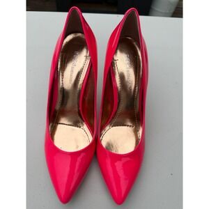 BCBGeneration Cielo Neon Pink Patent Pointed Toe Stiletto Pumps Heels 8.5B 38.5